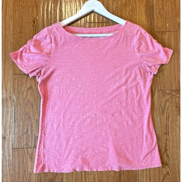 Lilly Pulitzer pink polka dot puff sleeve tshirt size XLarge - Picture 7 of 7